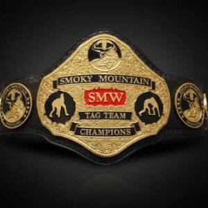 Smoky Mountain tag team Championship Belt Adult SIze 4mm zinc metal plates 24k gold
