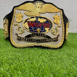 Premium CNC 3D WWF World Tag Team Championship Wrestling Belt Adults Size Hand Texture 24K Dual Plates Real Leather hand Tooling