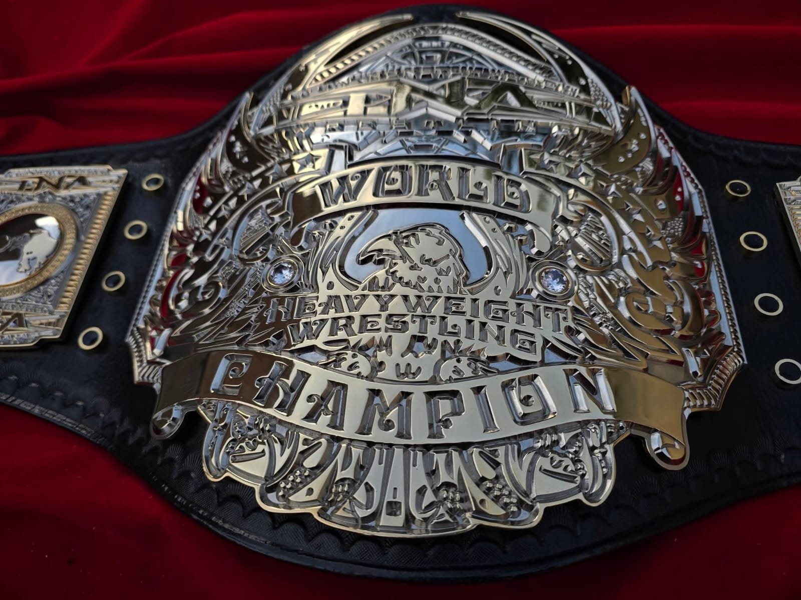 al_1 Premium CNC 3D TNA World Heavyweight Championship Belt Adult Size 4MM 24K Gold Dual Real Leather Hand Tooling