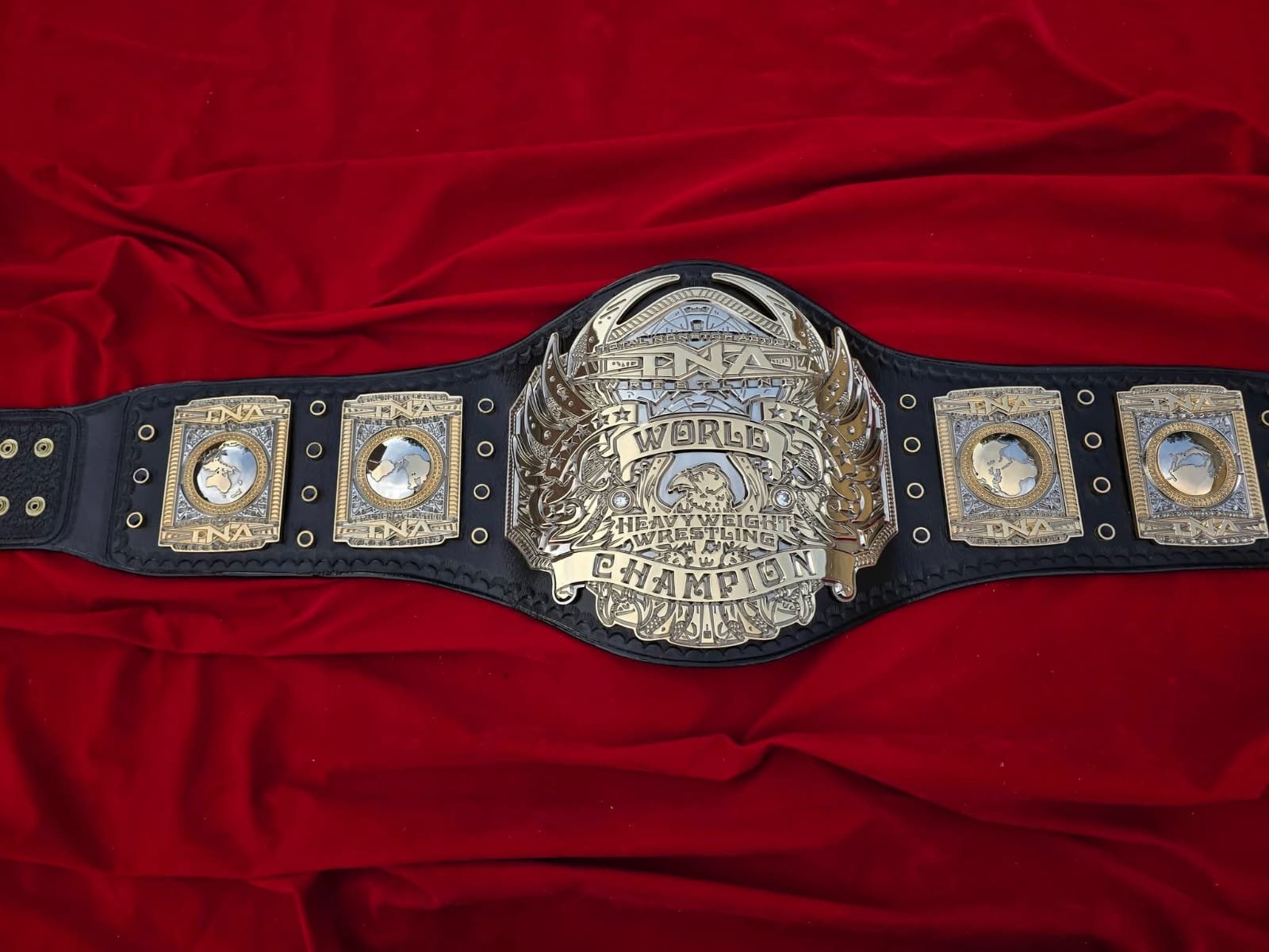 al_3 Premium CNC 3D TNA World Heavyweight Championship Belt Adult Size 4MM 24K Gold Dual Real Leather Hand Tooling - Image 3