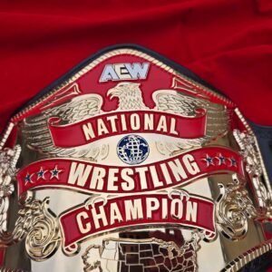 Premium CNC 3D AEW National Championship Belt Adults  4MM 24K Gold Real Leather Hand Tooling