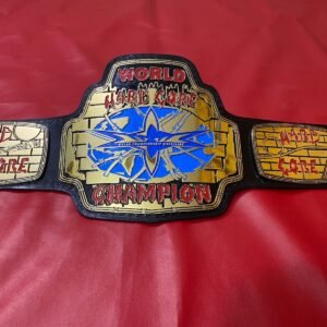 WCW World Hard Core Wrestling Belt 4mm zinc plates Real Leather Strap Replica Belt - Gold Plating - Genuine Leather