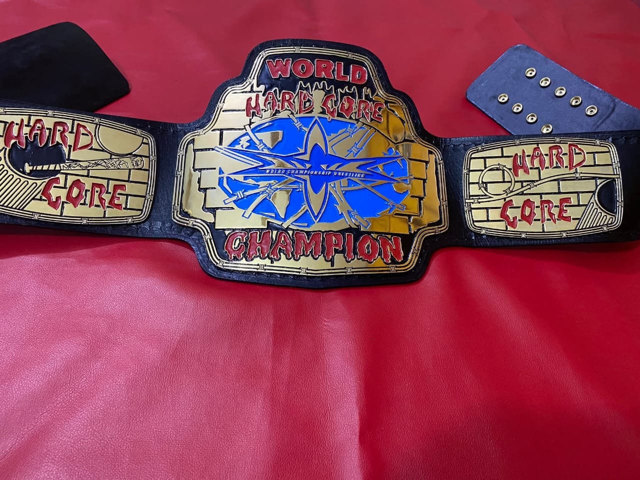 an_7_49bb313c-51de-4d6a-8a25-7fd1cf1e15d6 WCW World Hard Core Wrestling Belt 4mm zinc plates Real Leather Strap Replica Belt - Gold Plating - Genuine Leather - Image 5
