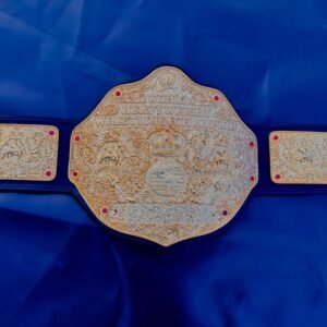 Premium CNC 3D Big Gold World Heavyweight Championship replica title belt featuring 24k gold plated plates and a high-quality leather strap.