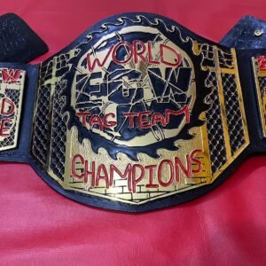 World ECW Tag Team Champions Zinc materiel 4mm thickness plates deep clean engraving upgrade cowhide floppy leather strap