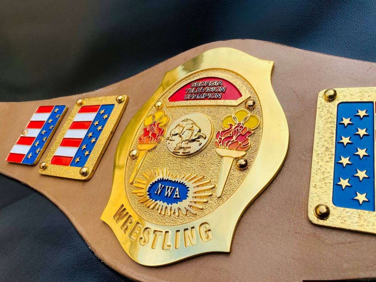 az_1 Premium CNC HD NWA Georgia Television Championship Belt 24K Gold Adults Side - Image 2