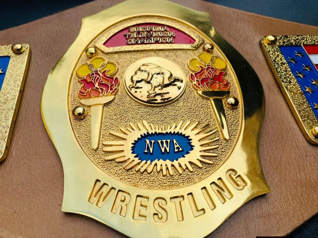 az_3 Premium CNC HD NWA Georgia Television Championship Belt 24K Gold Adults Side - Image 3
