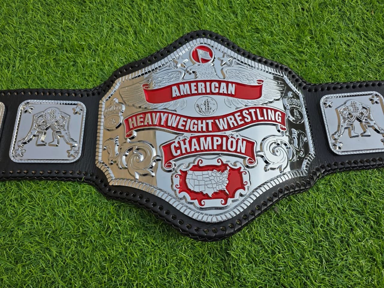 bc_6 Premium CNC 3D NWA American Heavyweight Wrestling Championship Belt Replica – 4MM Zinc Silver Finish