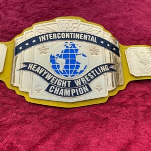 WWF Classic Intercontinental Heavyweight Wrestling Championship Belt | 4mm zinc 24k gold adult size Golden Strap Edition
