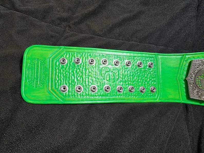 il_794xN.7793942065_qt0e-1 4MM Zinc TNA International Heavyweight Championship Title Belt with Custom Green Strap Adult Size. - Image 10