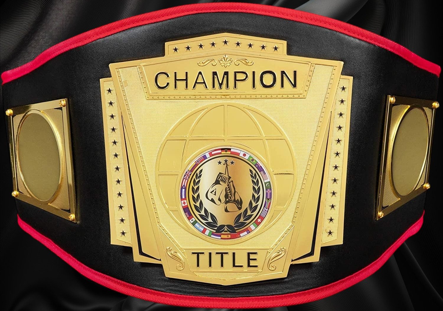 ottoman-belts-gold-boxing-championship-belt Ottoman Belts TITLE BOXING Force of One gold plated brass championship belt with black leather and red trim