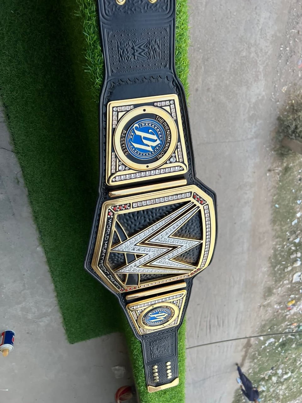 r_5 Premium CNC 3D Worldheavyweight Championship Replica Belt 16MM Releatherd With Aj Styles Side Plates 24K Gold Adults Size - Image 5