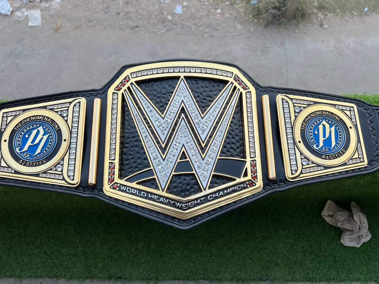 r_6 Premium CNC 3D Worldheavyweight Championship Replica Belt 16MM Releatherd With Aj Styles Side Plates 24K Gold Adults Size - Image 6