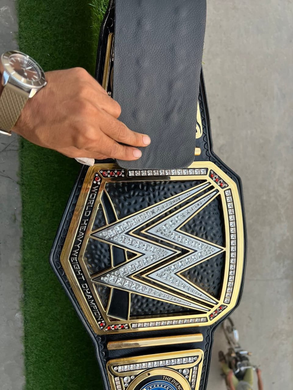 r_8 Premium CNC 3D Worldheavyweight Championship Replica Belt 16MM Releatherd With Aj Styles Side Plates 24K Gold Adults Size - Image 8