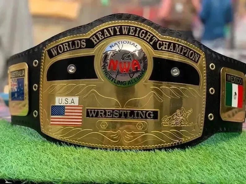 s-l1600 NWA Domed Globe World Heavyweight Wrestling Championship Replica Title Belt 2mm Brass