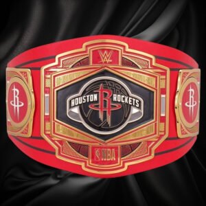 Houston Rockets NBA 2mm Championship Belt Gold Plated Real Leather