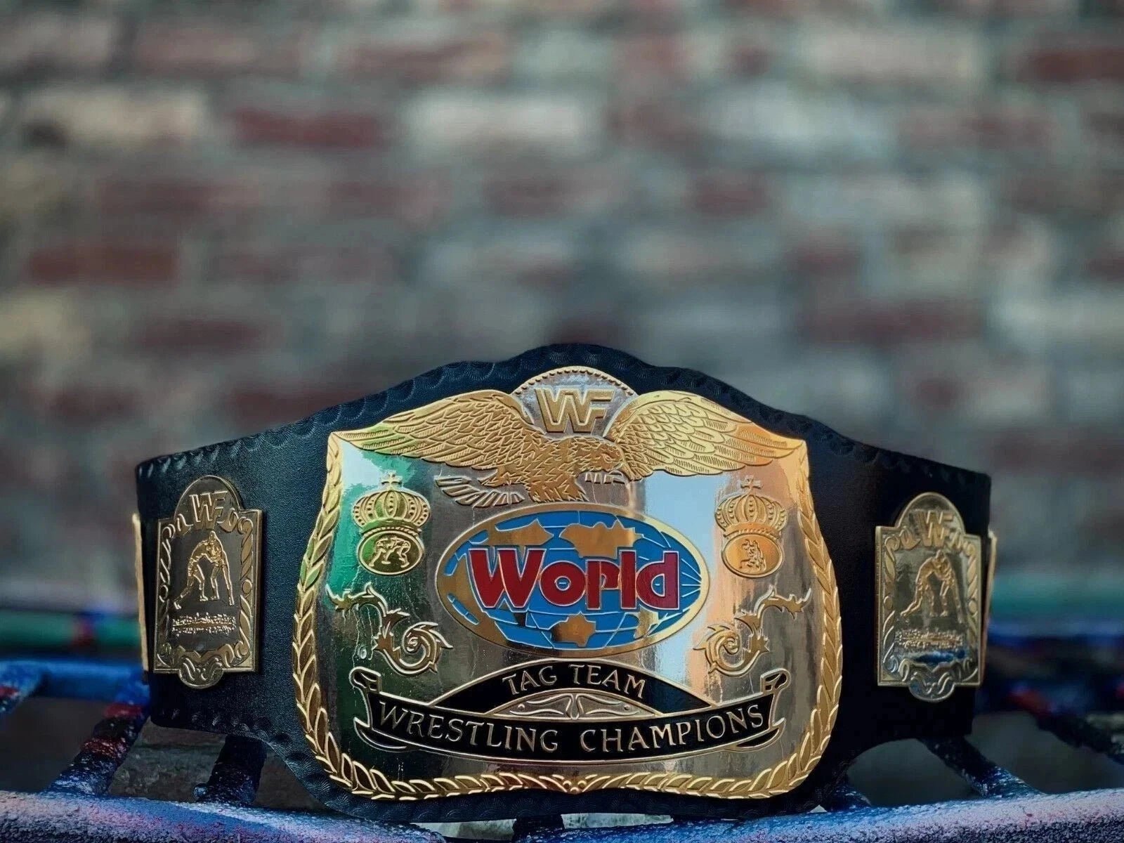 s-l1600_48 WWF World Tag Team Dual Wrestling Championship Title Belt Brass 2mm Replica Belt Adult
