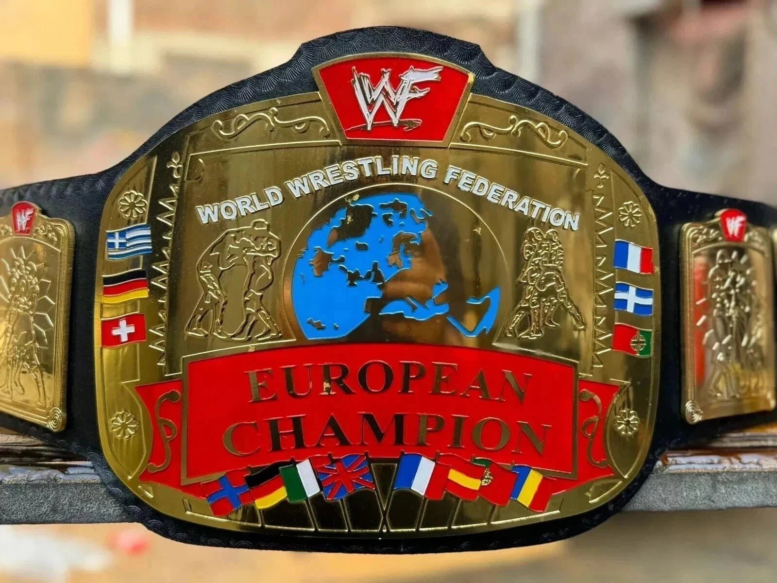 s-l1600_53 WWF European Wrestling Championship Replica Belt Adult Size 2MM Brass