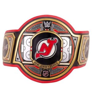New Jersey Devils NHL 2mm Championship Belt Gold Plated Real Leather