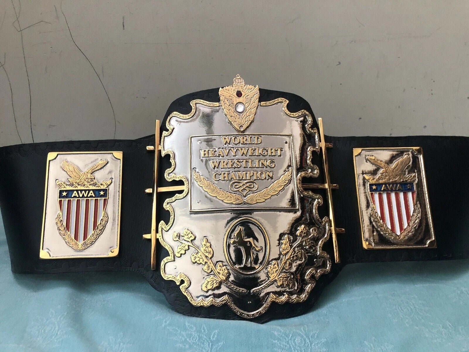 s-l1600_69_25053f67-f4e1-47fe-8c72-c2a5bf012a01 AWA Heavyweight Wrestling Championship Belt 2mm brass plates Adult Size