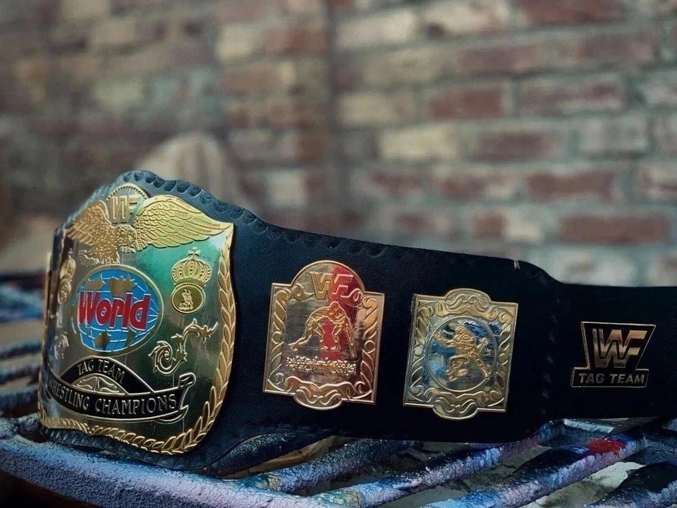 s-l960-2026-05-04T171023.515 WWF World Tag Team Dual Wrestling Championship Title Belt Brass 2mm Replica Belt Adult - Image 2