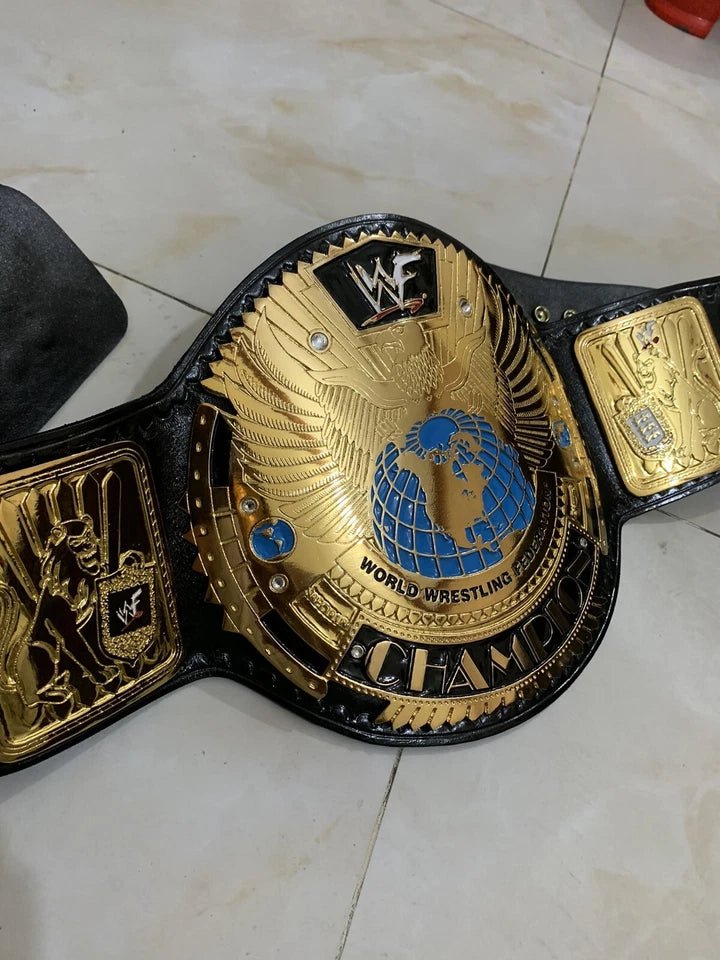 s-l960_30_690bc9aa-16d7-499f-acdf-45663a503796 WWF Big Eagle Scratch Logo Heavyweight Championship belt,4mm Zinc,Gold Plated, Adult - Image 2