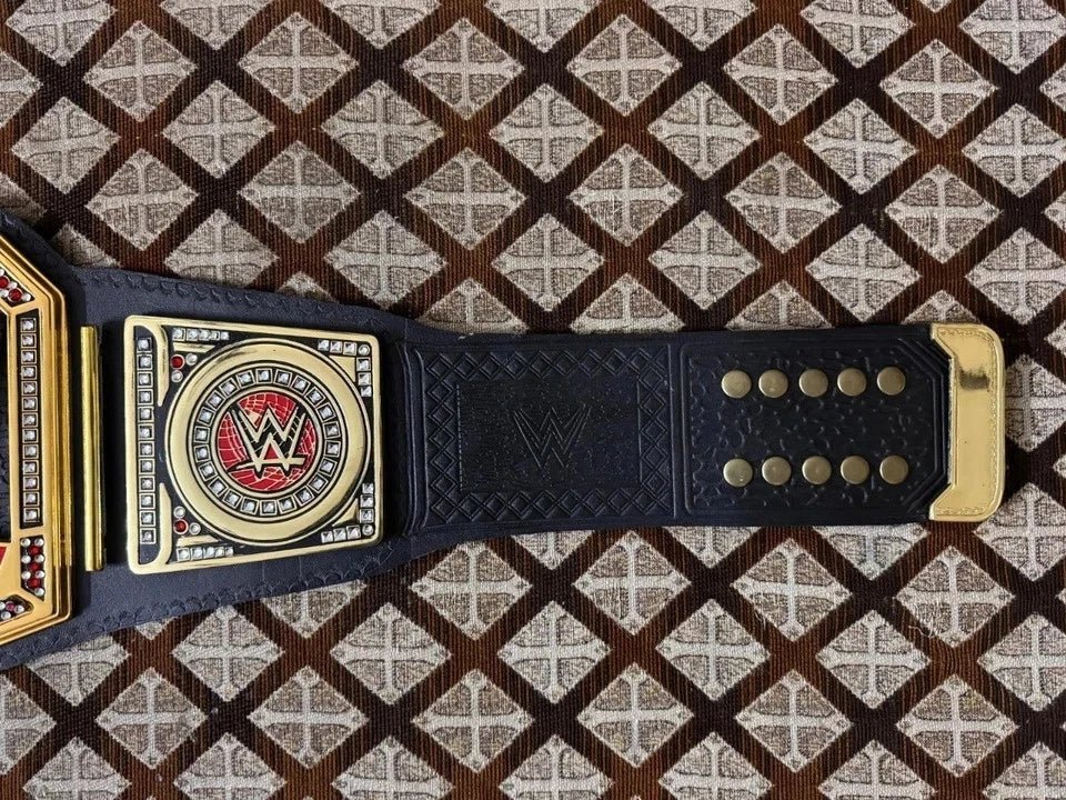 s-l960_3_f74f5c5c-190b-402e-90e8-3b12591ca411 WWE WORLD HEAVYWEIGHT UNIVERSAL CHAMPIONSHIP TITLE BRASS BELT BLACK ADULT SIZE 4MM ZINC - Image 4