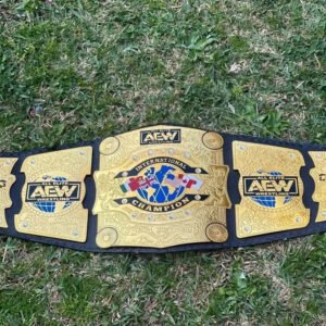 AEW All Elite Wrestling International Championship Belt Replica Brass 2mm - Free Shipping - Genuine Leather Strap - Adult Size