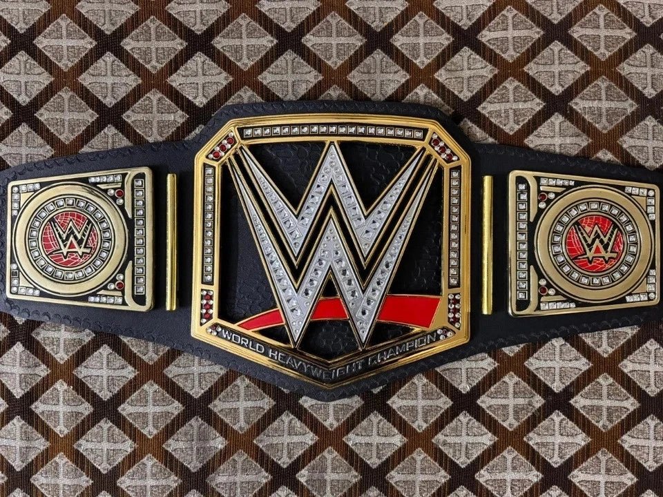 s-l960_5_0bd3b75f-b99d-48d3-b69a-3b3c38388006 WWE WORLD HEAVYWEIGHT UNIVERSAL CHAMPIONSHIP TITLE BRASS BELT BLACK ADULT SIZE 4MM ZINC - Image 6