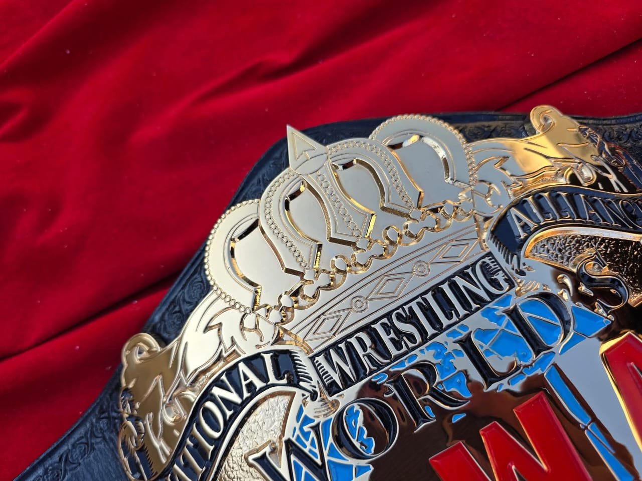 t_4 NWA World Heavyweight Wrestling Championship Belt CNC 3D 24K Gold Hand Tooling Leather - Image 4