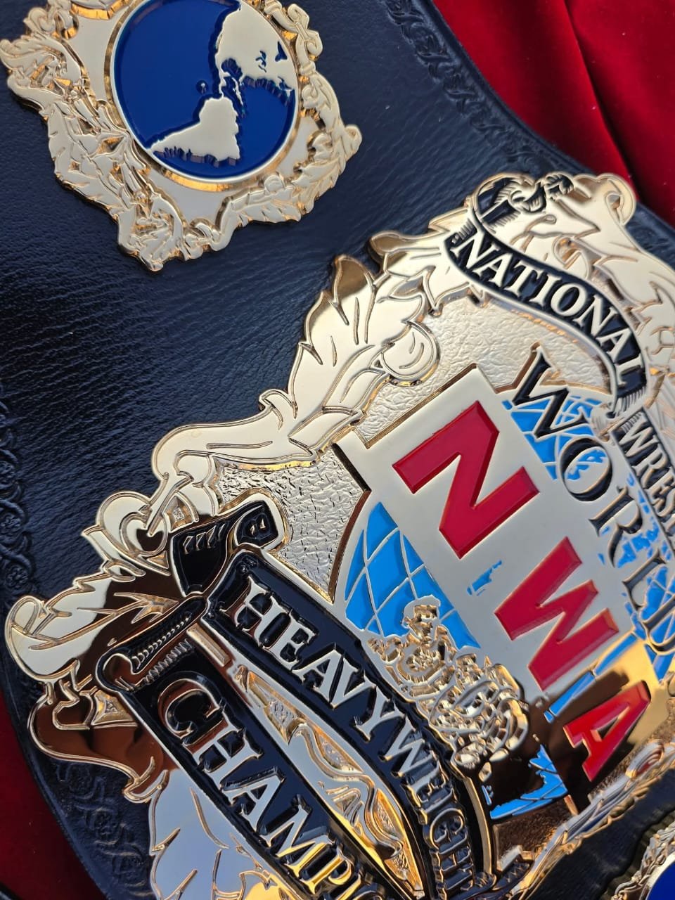 t_8 NWA World Heavyweight Wrestling Championship Belt CNC 3D 24K Gold Hand Tooling Leather - Image 8