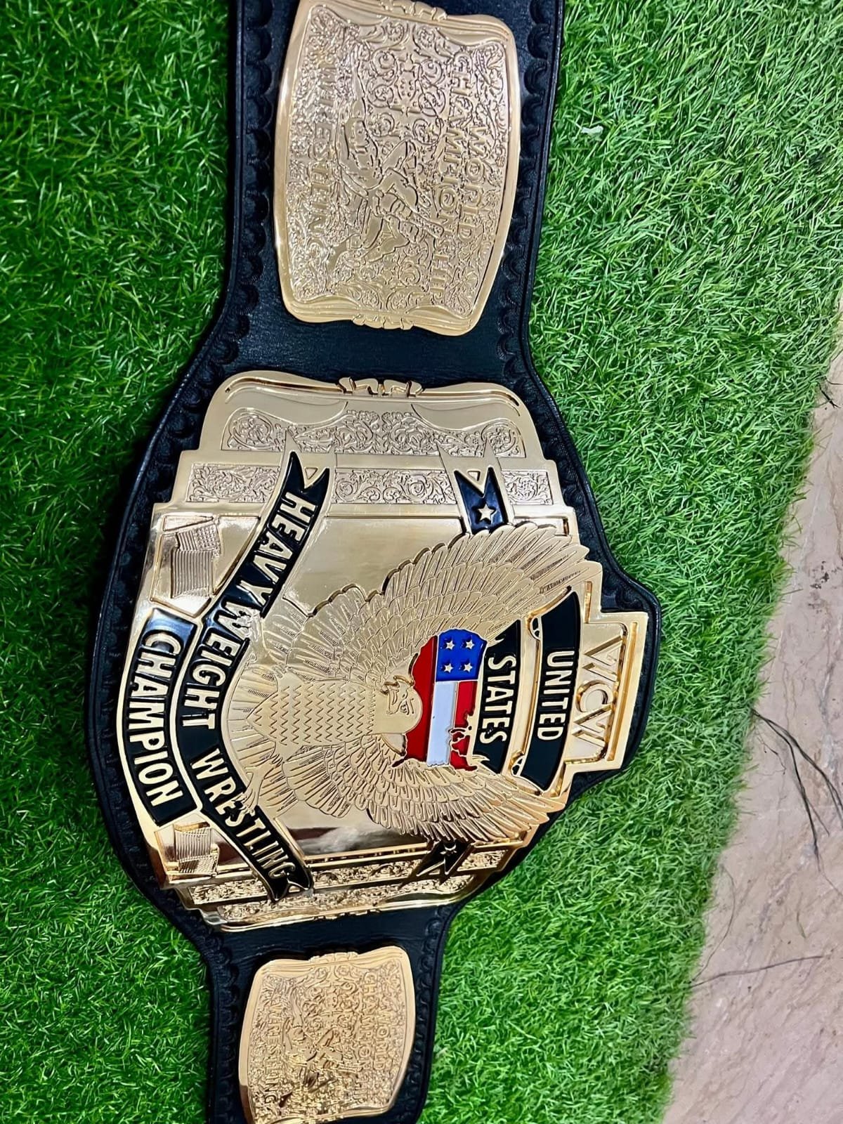x_10 WCW Premium United States Heavyweight HD CNC Championship Belt 24K Gold - Image 3