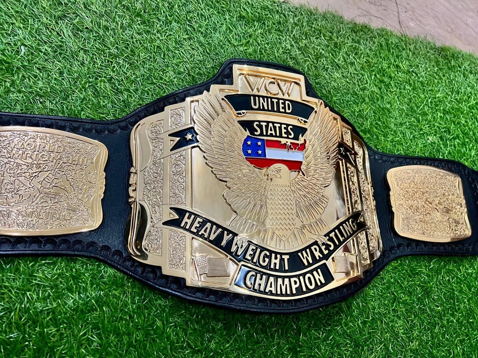 x_9 WCW Premium United States Heavyweight HD CNC Championship Belt 24K Gold - Image 2